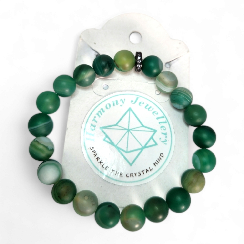 8 mm Matte Green Agate with a charm